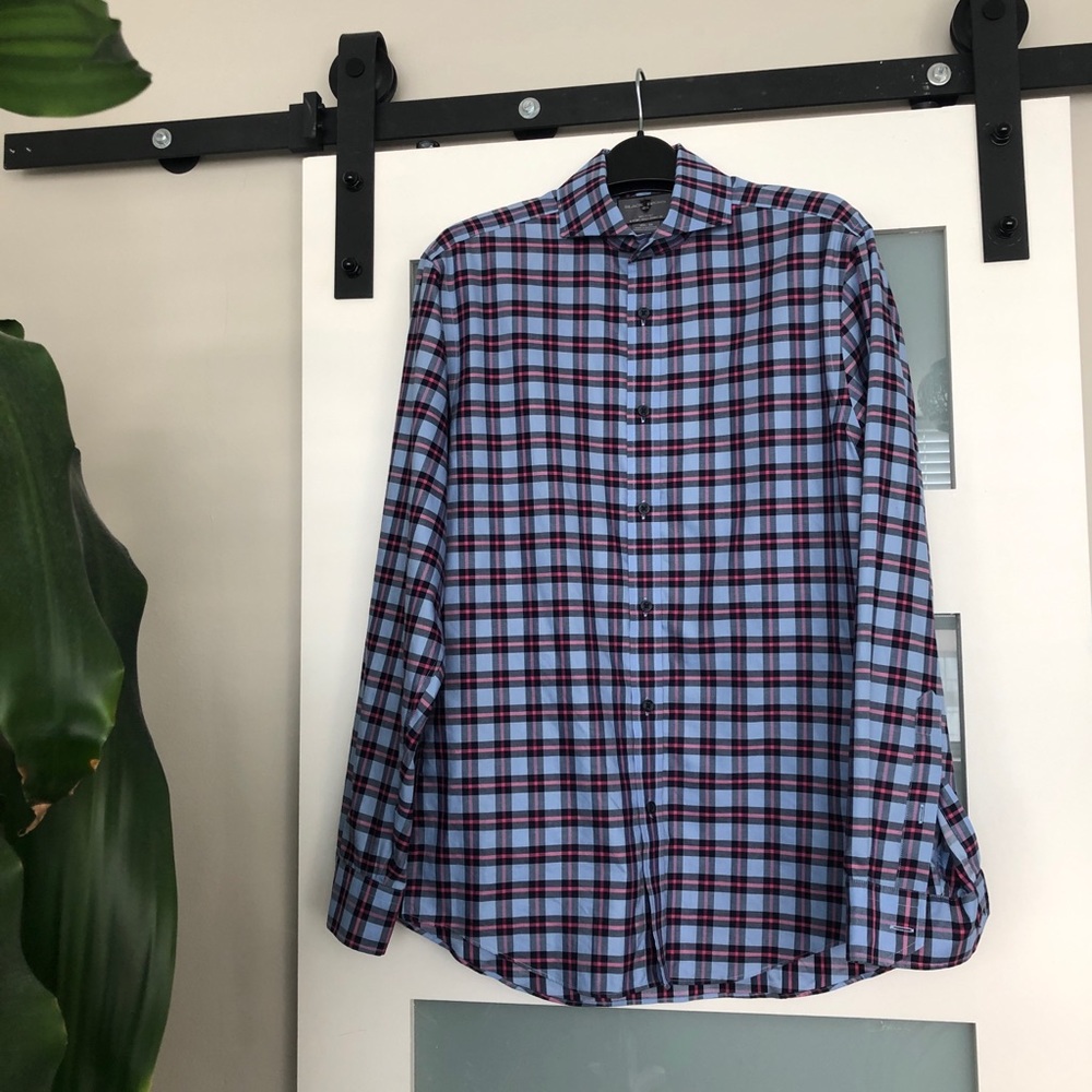 BLACK BROWN 1826 plaid dress shirt
